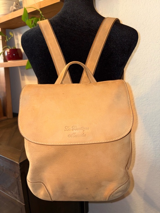 Longchamp Other - Vintage Longchamp x Mercedes Tan Leather Backpack